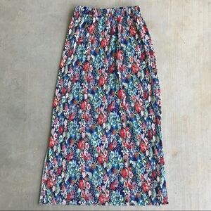 WAYF Where From Floral Accordion Midi Skirt Blue
